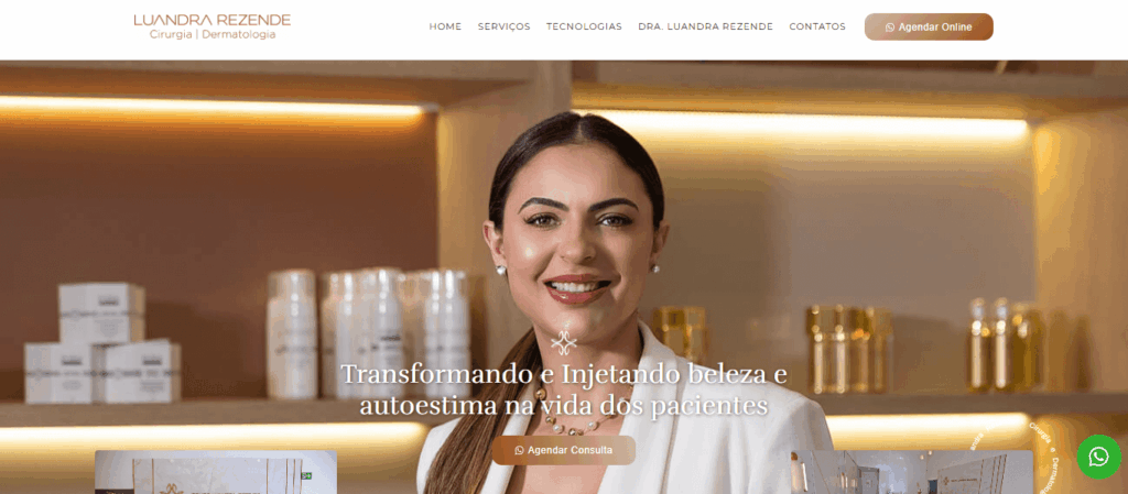 A imagem mostra um site médico profissional